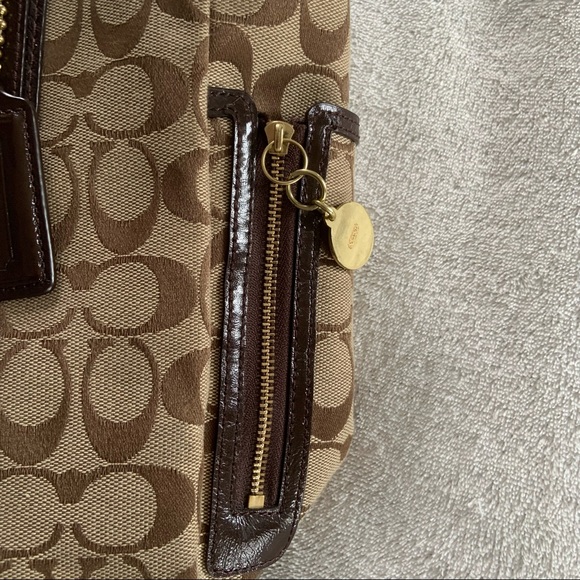 Coach gallery signature zip khaki mahogany tote - Picture 2 of 8